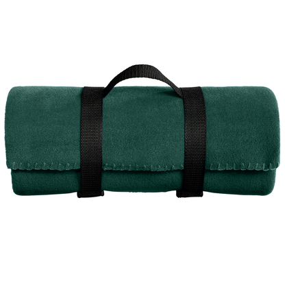 Port Authority Dark Green Value Fleece Blanket with Strap